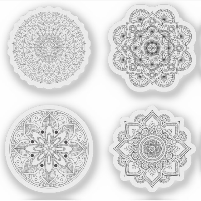 Mandala Retro hand henna tattoo set 4x (Front)