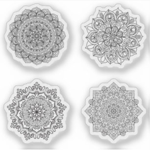 Mandala Retro hand henna tattoo set 4x