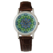 Mandala Retro Mosaic Green Blue Pattern  Watch