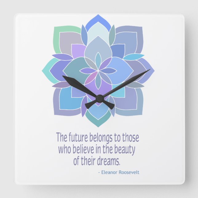 Mandala Roosevelt Beauty Quote Square Wall Clock (Front)