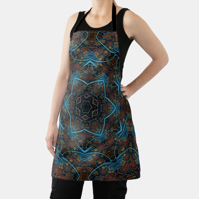 Mandala Rosette Boho Bohemian Style Dandy Pattern Apron (Insitu)