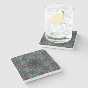 Mandala Rosette Boho Bohemian Style Dandy Pattern Stone Coaster