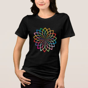 Mandala Rosette Design on Black Tri-Blend Shirt