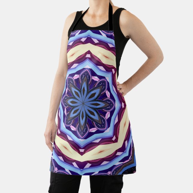 Mandala Rosette Floral Trippy Retro Hippie Boho Apron (Insitu)