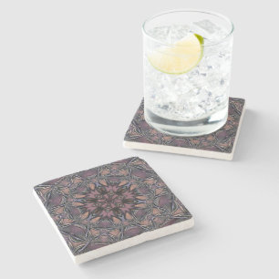 Mandala Rosette Floral Twine Retro Boho Stone Coaster