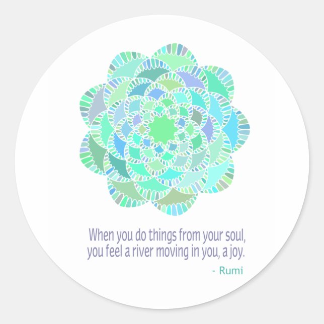 Mandala Rumi Joy Quote Classic Round Sticker (Front)