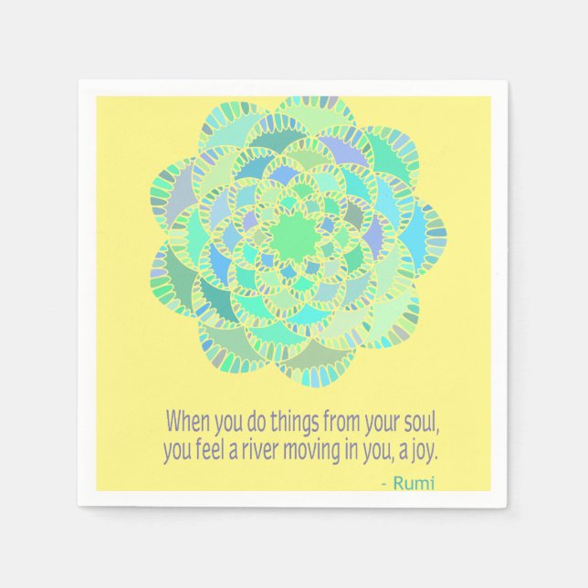 Mandala Rumi Joy Quote Napkin (Front)