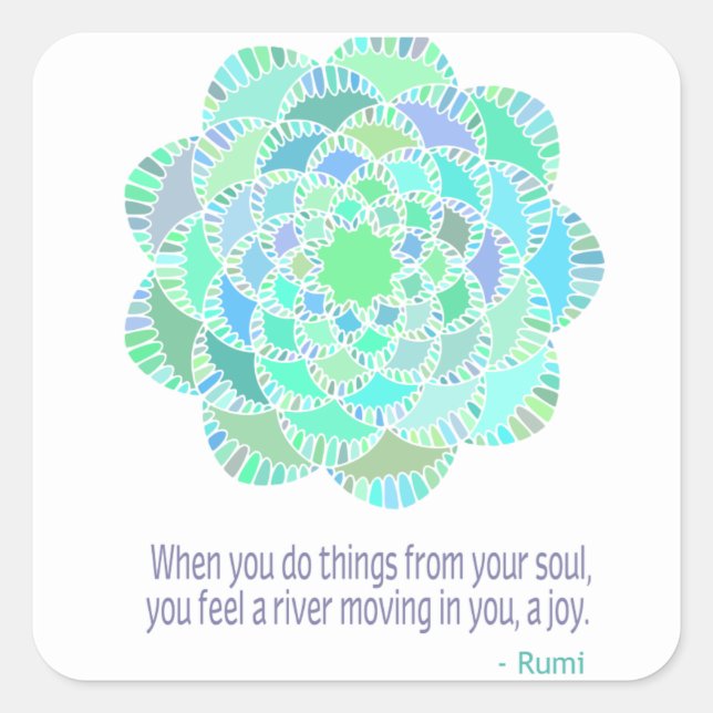 Mandala Rumi Joy Quote Square Sticker (Front)