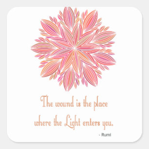 Mandala Rumi Wound quote Square Sticker