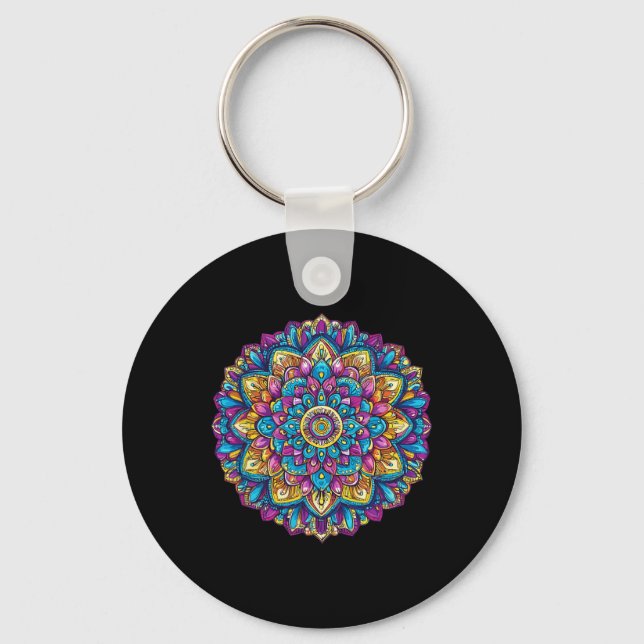 Mandala Sacred Geometry Meditation  Key Ring (Front)