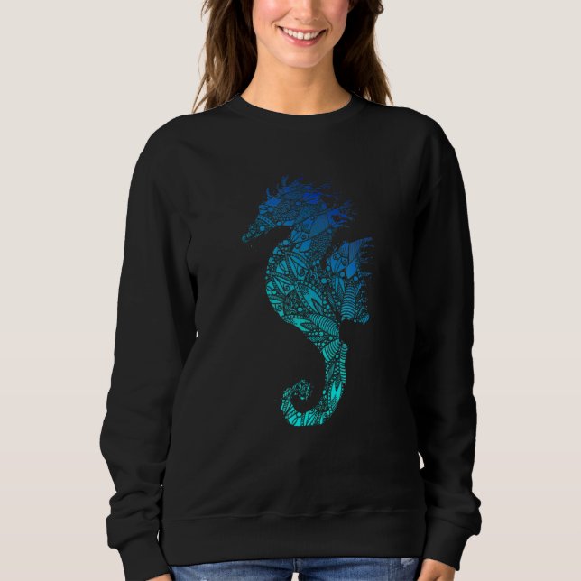 Mandala Seahorse Blue Sweatshirt (Front)
