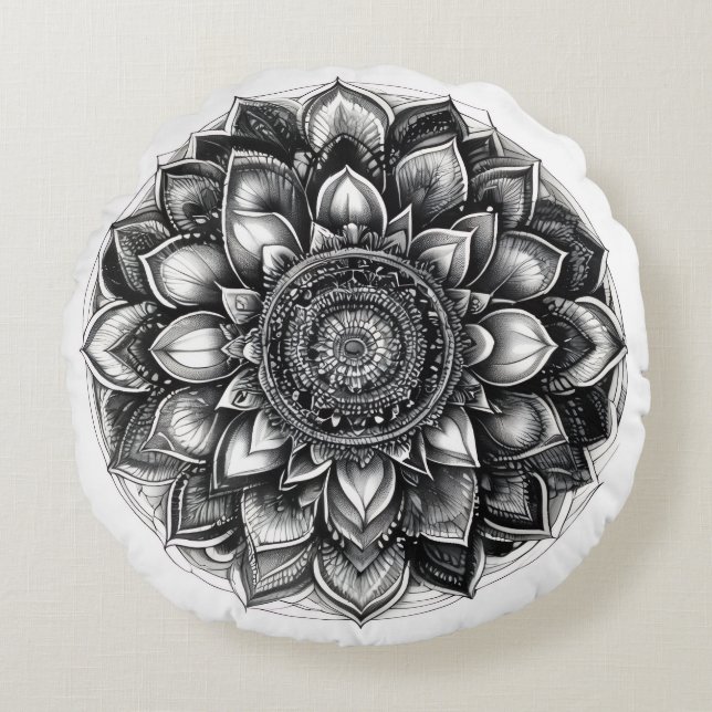 mandala shirt round cushion (Front)