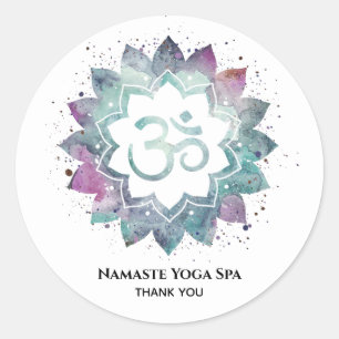 *~* Mandala Spiritual Aum OM Symbol Lotus Flower Classic Round Sticker