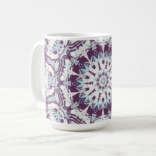Mandala Spiritual Kaleidoscope Blue Purple White. Coffee Mug