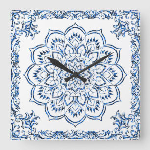 Mandala Square Wall Clock