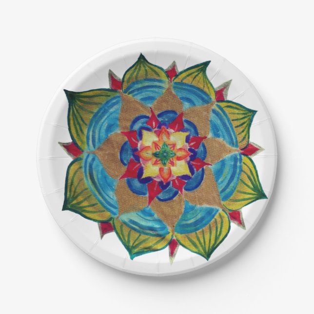 Mandala Star Flower   Paper Plates (Front)