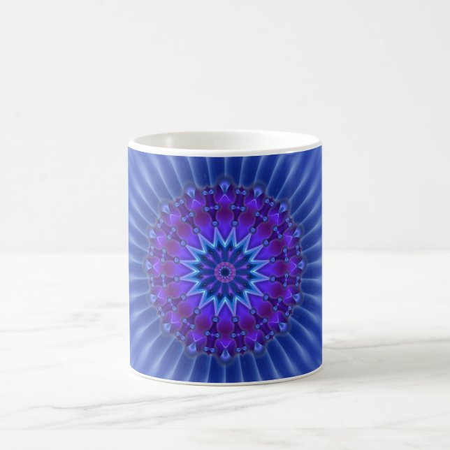 Mandala star in blue | royal flower coffee mug (Center)