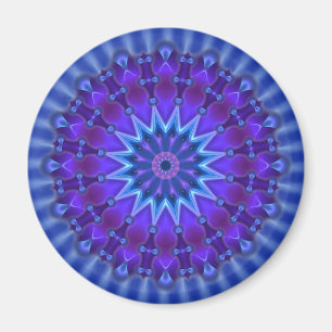 Mandala star in blue royal flower magnet