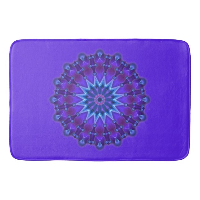 Mandala Star in violet blue + your backg. & ideas Bath Mat (Front)