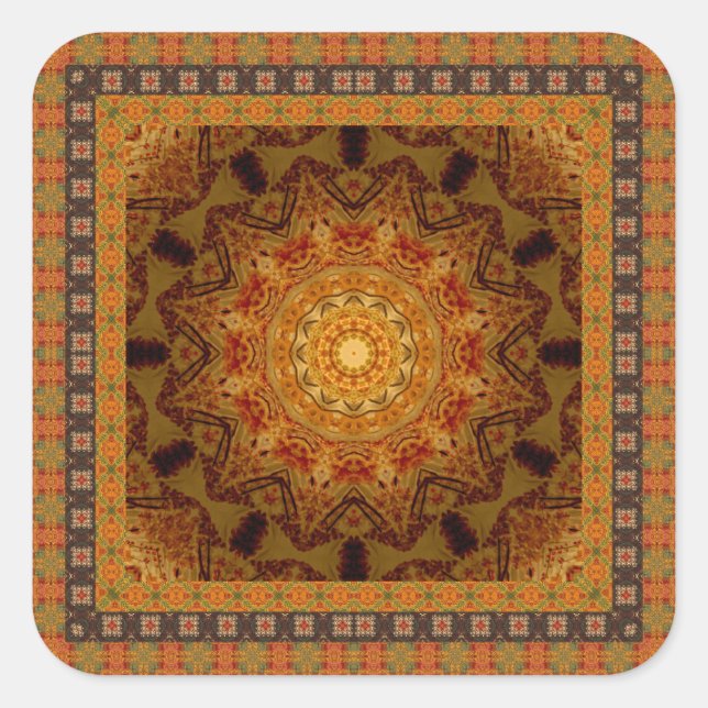 Mandala Star With Tiled Frame Square Sticker (Front)
