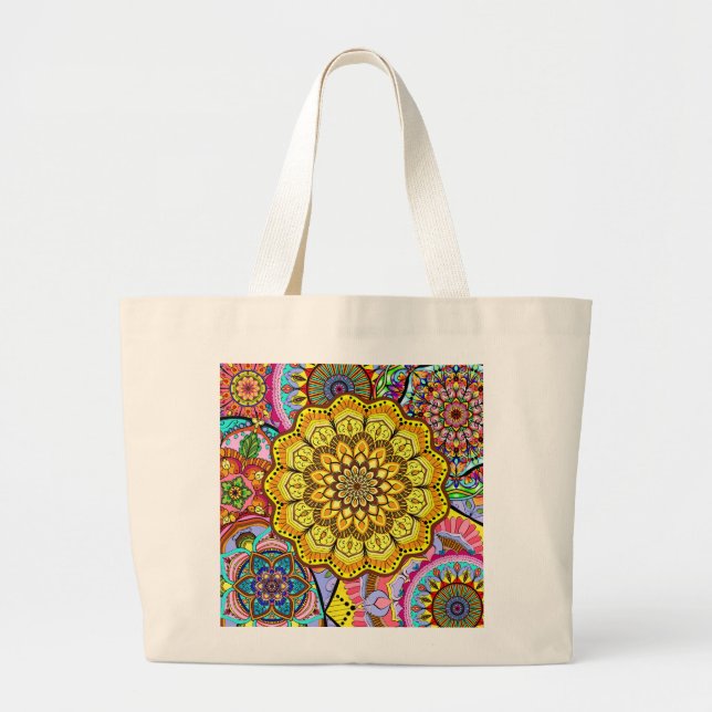 Mandala stlye large tote bag (Front)