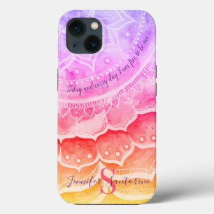 Mandala Sunset Monogrammed Watercolors iPhone case