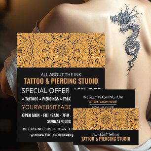 Mandala Symbol, Tattooist & Body Piercer Business Card