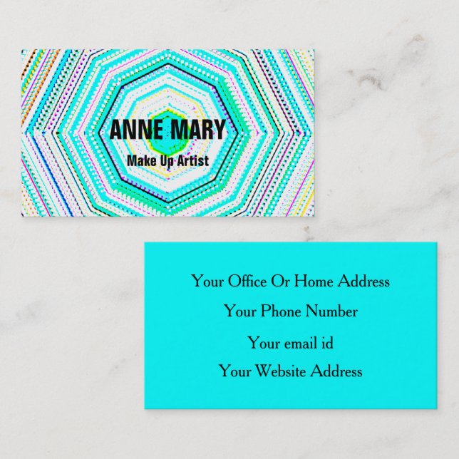 Mandala Teal Blue Abstract Salons MakeUp Artist Business Card (Front/Back)