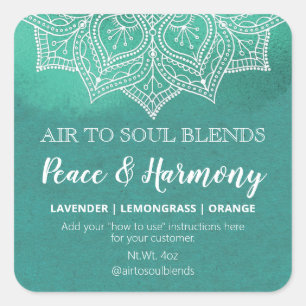 Mandala Teal With White Text Blend Labels