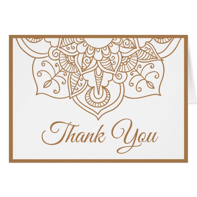 Mandala Thank You Brown Boho Indian Modern Wedding (Front Horizontal)