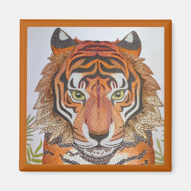 Mandala Tiger Design Magnet (Front)
