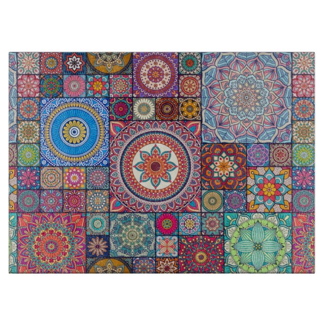 Mandala Tile Pattern Cutting Board (Front)
