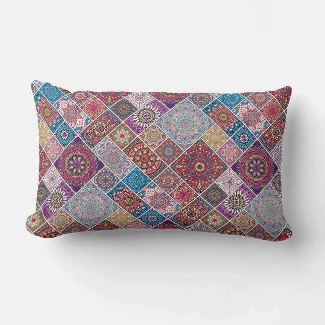 Mandala Tile Pattern Lumbar Cushion (Front)