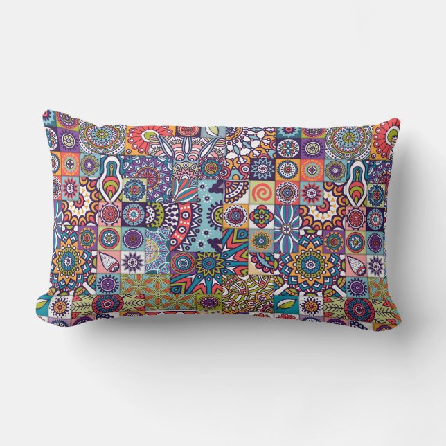 Mandala Tile Pattern Lumbar Cushion (Front)