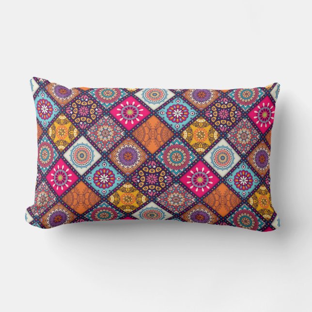 Mandala Tile Pattern Lumbar Cushion (Front)