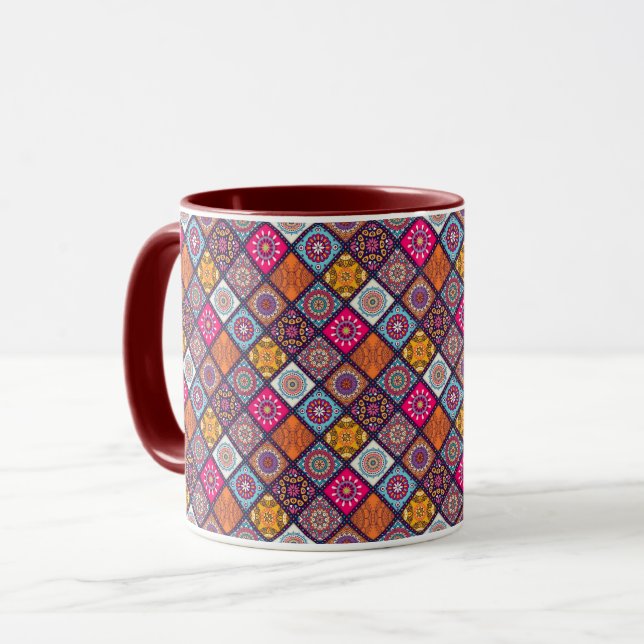Mandala Tile Pattern Mug (Front Left)