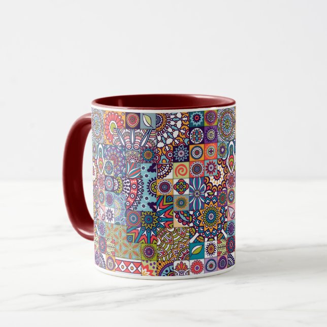 Mandala Tile Pattern Mug (Front Left)