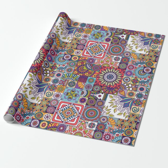 Mandala Tile Pattern Wrapping Paper (Unrolled)