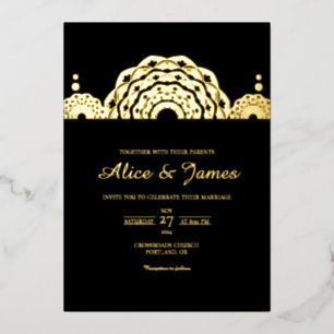 Mandala Top Header Elegant Black Gold Foil Wedding