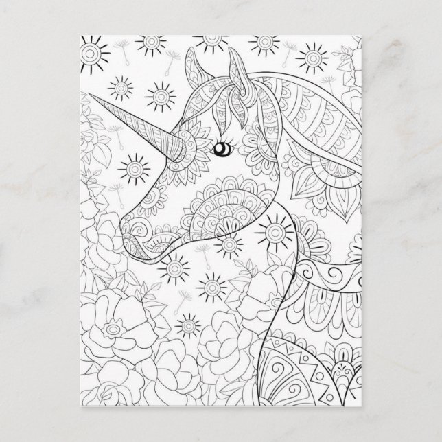 Mandala Unicorn Coloring Card 2 (Front)