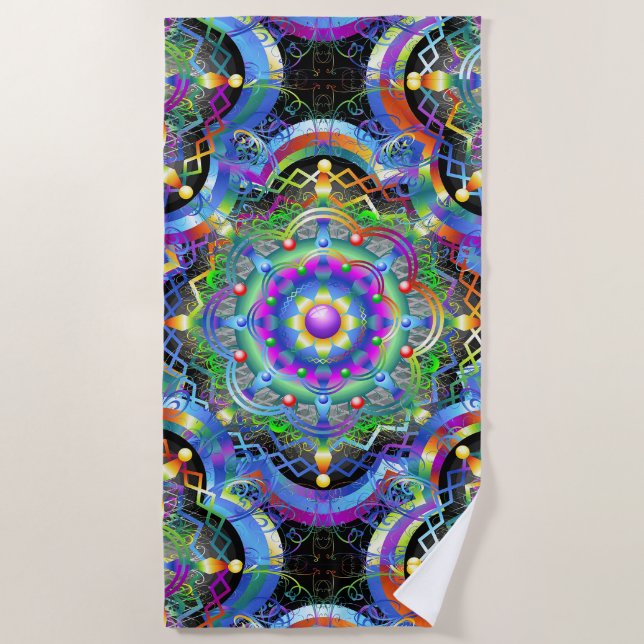 Mandala Universe Colours Beach Towel (Front)