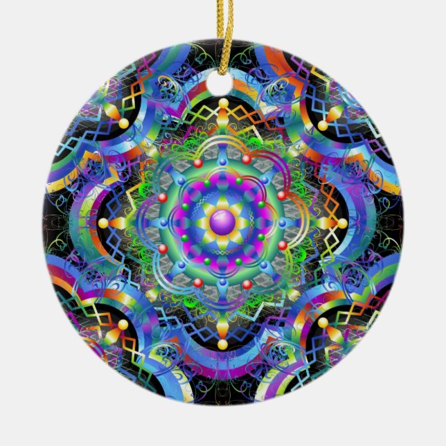 Mandala Universe Colours Ceramic Tree Decoration (Front)