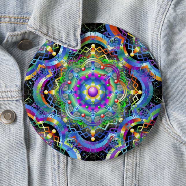 Mandala Universe Psychedelic Colours 6 Cm Round Badge (In Situ)