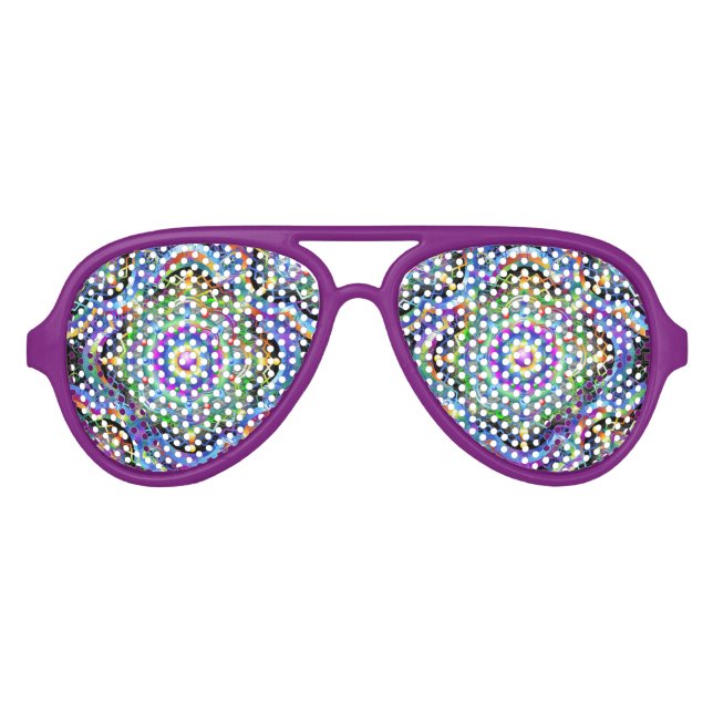 Mandala Universe Psychedelic Colours Aviator Sunglasses (Front)