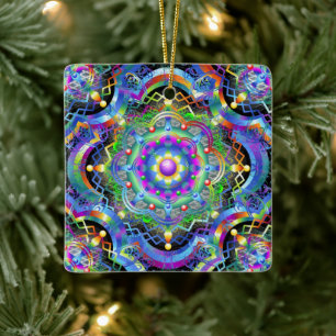 Mandala Universe Psychedelic Colours Ceramic Ornament