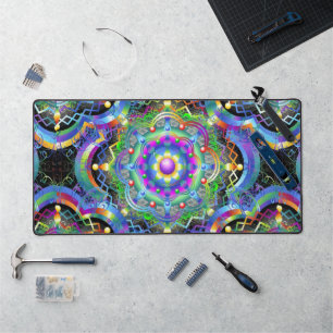 Mandala Universe Psychedelic Colours Desk Mat