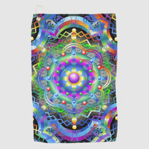 Mandala Universe Psychedelic Colours Golf Towel
