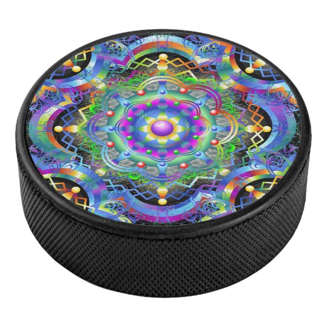 Mandala Universe Psychedelic Colours Hockey Puck (3/4)