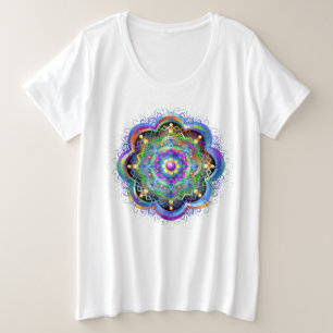 Mandala Universe Psychedelic Colours Plus Size T-Shirt