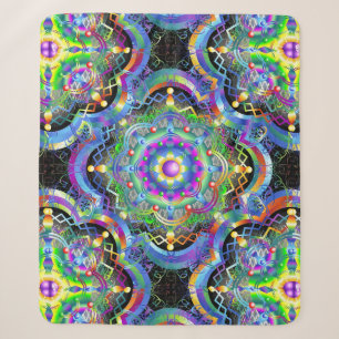Mandala Universe Psychedelic Colours Sherpa Blanket